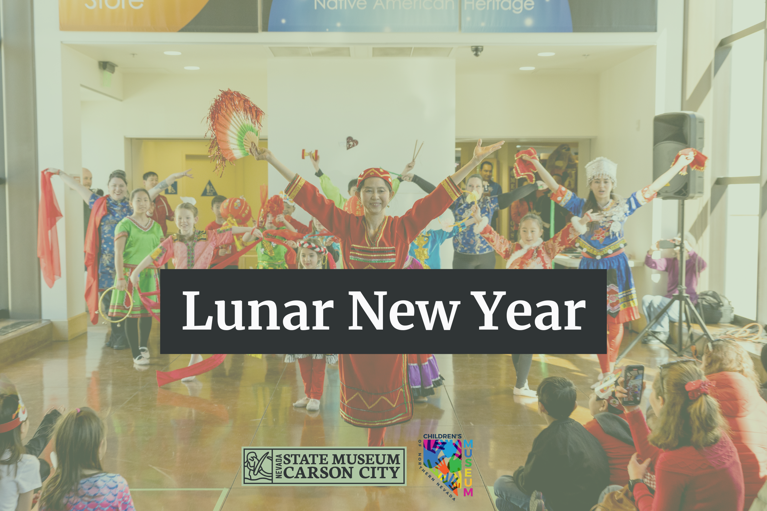 Lunar New Year image with dancers in background